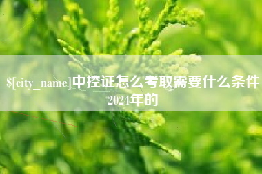 衡水中控证怎么考取需要什么条件2024年的